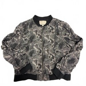Womens Snake Print Varsity Bomber Jacket size XL Banana Republic